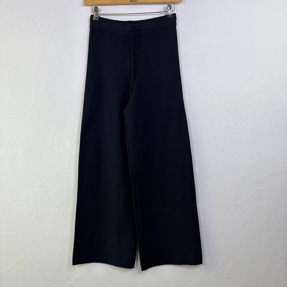 Kilte Collection The Taylor Pant Women Sz 1 Navy Cotton Cashmere Knit Wide Leg